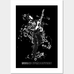 Bruce Springsteen The Boss Watercolor Splatter 06bw Posters and Art